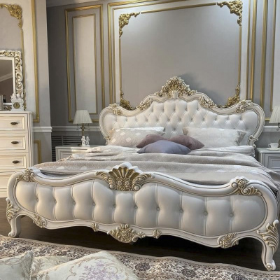 Кровать Натали (1600 x 2000)  с мягким изголовьем из экокожи белый глянец. Фото №4