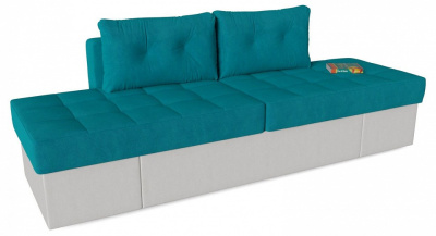 Диван прямой Оливер (Лира) еврокнижка трансформер White Azur Голубой велюр+экокожа. Фото №2