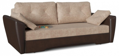 Диван прямой Амстердам Классик еврокнижка Бежевый велюр+экокожа. Фото №2