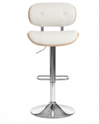 Барный стул DRAKAR (mod.4050) металл/дерево/экокожа, 51х56х95-116 см, высота сиденья 65-87 см, белый/натуральный/хром. Фото №2