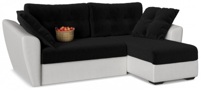Диван угловой Амстердам Классик Блэк еврокнижка (велюр+экокожа, Черный) 235/85/155 правый. Фото №2