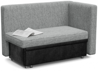 Кушетка Полонез с ящиком для хранения Серая рогожка/Черная экокожа тахта Серый рогожка+экокожа. Фото №2