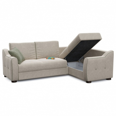 Диван угловой Френсис дизайн 6 (велюр, Бежевый) 248/93/177 правый. Фото №2