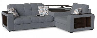 Диван угловой Сансет аквамарин аккордеон Серый велюр. Фото №2