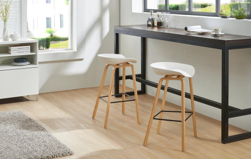 Стул барный BY003 белый бук/матовый черный металл. Фото №9