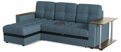 Диван Угловой Атланта Классик 8 со столом дельфин Голубой рогожка, столик справа, угол левый. Фото №2