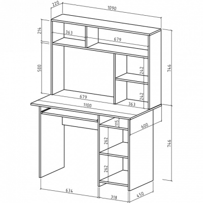 Стол компьютерный Лайт-3К с надстройкой-Дуб-сонома/Белый. Фото №2