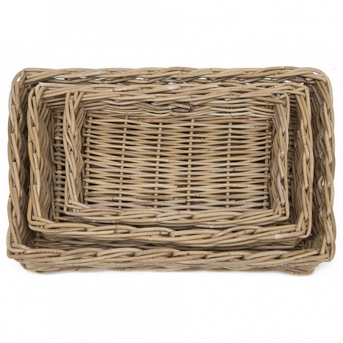 Корзина Secret De Maison Numbai (набор из 3 штук ) натуральный ротанг, 61*41*13/53*32*9/43*27*9 см, Натуральный Кубу / Natural Kubu. Фото №2