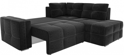 Диван угловой Леос micro-velvet Black еврокнижка Черный микровельвет. Фото №2