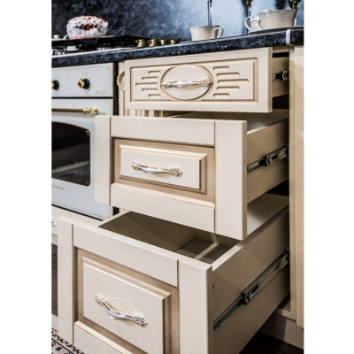 Секция напольная с ящиками узкая Верона крем глянец фото Секция напольная с ящиками узкая Верона крем глянец. Фото №3