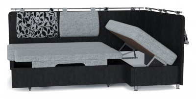 Диван кухонный угловой Сюрприз (Лагуна) с ящиком для хранения грей (рогожка+экокожа, Серый) 180/85/120  правый. Фото №2