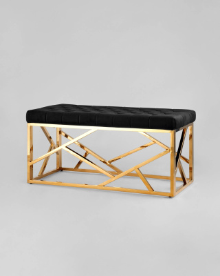 Банкетка-скамейка АРТ ДЕКО велюр черный сталь золото фото Банкетка-скамейка АРТ ДЕКО велюр черный сталь золото. Фото №3