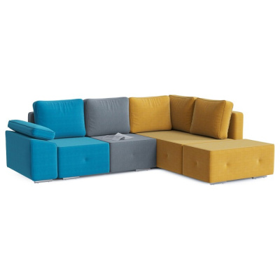 Диван угловой Хавьер-2 Luna Еврокнижка (велюр, Разноцветный) 270/92/206 правый. Фото №2