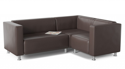 Диван офисный угловой Klepan Brown (экокожа, Коричневый) 190/70/150 правый. Фото №2
