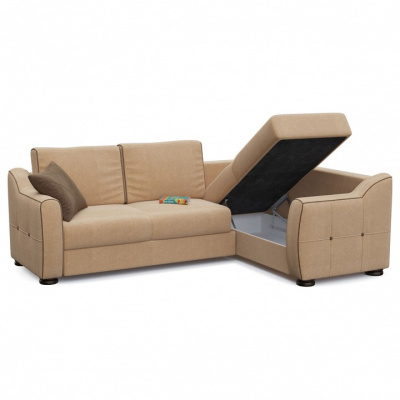 Диван угловой Френсис дизайн 4 (велюр, Бежевый) 248/93/177 правый. Фото №2