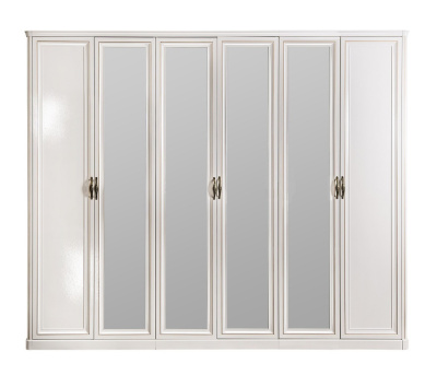 Шкаф 6-ти ств (2+2+2) с зеркалами Натали белый глянец. Фото №2