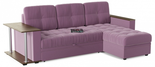 Диван Угловой Атланта Классик Purple со столом дельфин Фиолетовый велюр, столик слева, угол правый. Фото №2