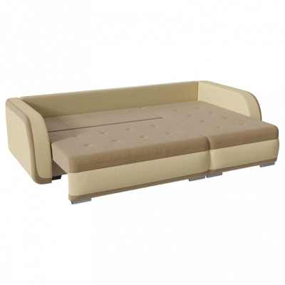 Диван угловой Генри Brown Еврокнижка (велюр+экокожа, Коричневый) 238/80/140 правый. Фото №2