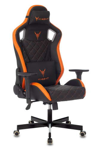 Кресло игровое Knight OUTRIDER черный/оранжевый ромбик эко.кожа с подголов. крестовина металл фото Кресло игровое Knight OUTRIDER черный/оранжевый ромбик эко.кожа с подголов. крестовина металл. Фото №1