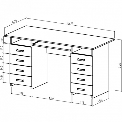 Стол компьютерный Лайт-9К-Дуб-сонома/Белый. Фото №2