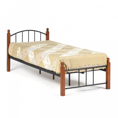 Кровать AT-915 Wood slat base дерево гевея/металл, 90*200 см (Single bed), красный дуб/черный. Фото №2