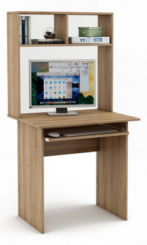 Стол компьютерный Лайт-1К с надстройкой-Дуб сонома. Фото №1