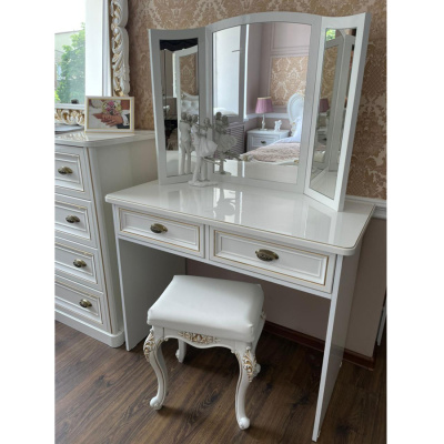 Пуфик для туалетного стола Натали  Белый глянец. Фото №2