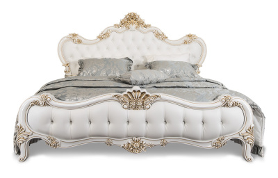 Кровать Натали (1800х2000) с мягким изголовьем из экокожи белый глянец. Фото №2