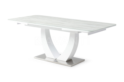 Стол обеденный ROCK (1600-2000х900х760) (белый/серое стекло). Фото №5