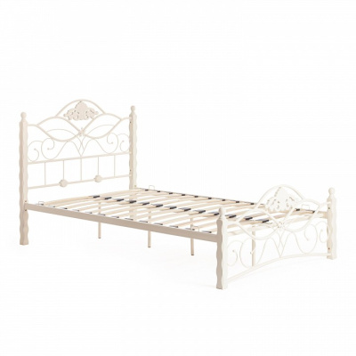 Кровать CANZONA Wood slat base дерево гевея/металл, 140*200 см (Double bed), Белый (butter white). Фото №2