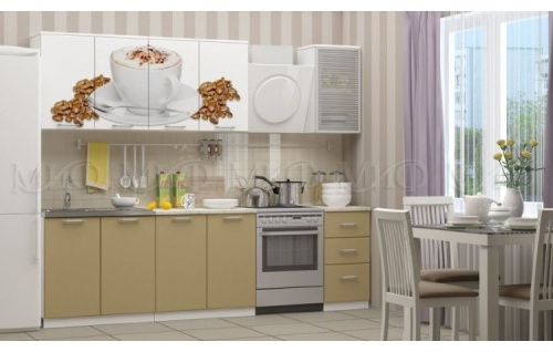 Кухня ЛДСП Фортуна с фотопечатью кофе 2000, капучино. Фото №1