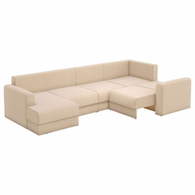 Диван угловой П-образный Мэдисон 6 рогожка (рогожка, Бежевый) 438/90/230 правый. Фото №2