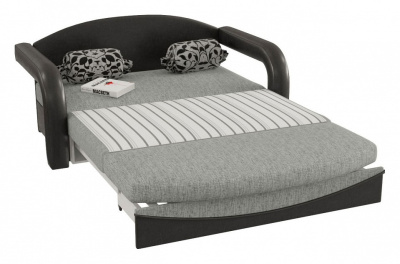 Диван детский Димочка Люкс Флау Грей выкатной (рогожка+экокожа, Серый) 145/90/80. Фото №2