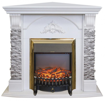 Электрокамин RealFlame Athena Corner  WT GR с  Fobos Lux S BR. Фото №2