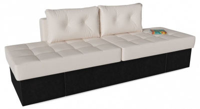 Диван прямой Оливер (Лира) еврокнижка трансформер Black Ivory Бежевый велюр+экокожа. Фото №2