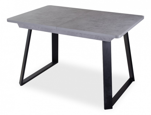 Стол обеденный , серый бетон/ножки черный матовый (скоба). Фото №1