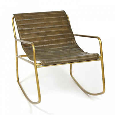 Кресло-качалка Secret De Maison FROST ( mod. 2533) металл/кожа буйвола, 50x40x96, античный зеленый. Фото №2