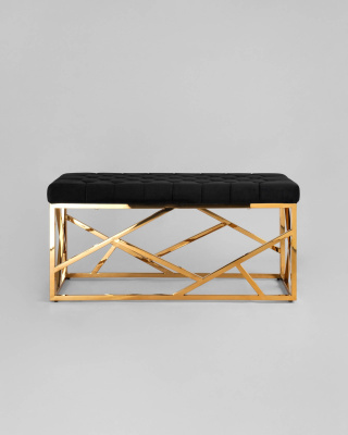 Банкетка-скамейка АРТ ДЕКО велюр черный сталь золото фото Банкетка-скамейка АРТ ДЕКО велюр черный сталь золото. Фото №4