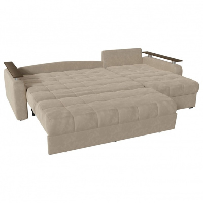 Диван угловой Денвер 2 аккордеон (велюр, Бежевый) 250/90/162 правый. Фото №2