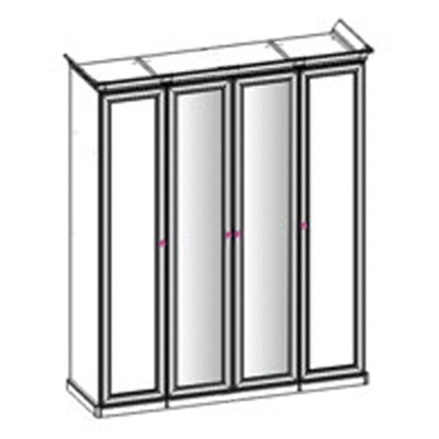 Шкаф 4-ств с зеркалом 1+2+1 Патрисия крем корень глянец. Фото №3