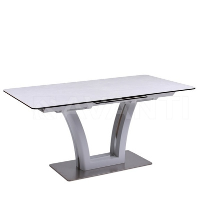 Стол обеденный FUSION (160) MATT WHITE/ LIGHT GRAY (белый сатин/серый). Фото №3