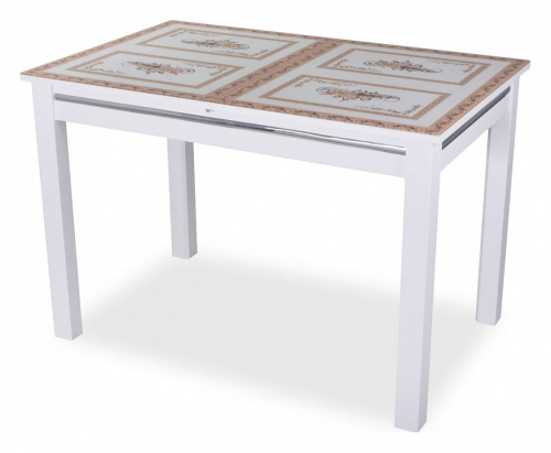 Стол со стеклом - , белый. Фото №1