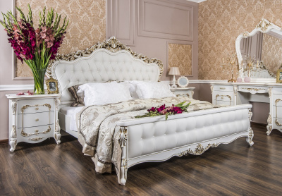 Кровать Анна Мария (1800х2000) с мягким изголовьем из экокожи белый матовый. Фото №3