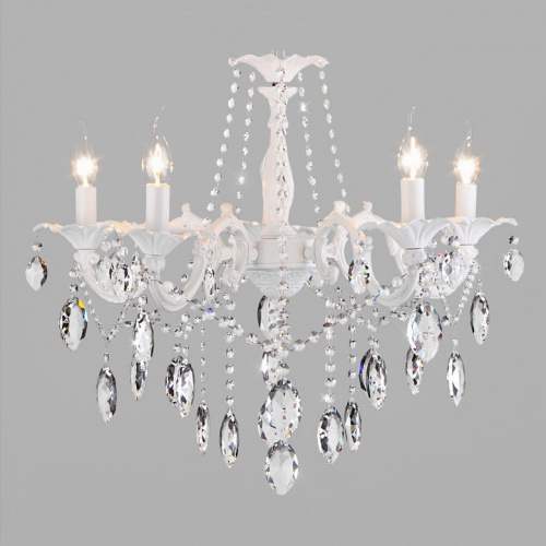 Подвесная люстра Eurosvet Veletta 10108/5 белый/прозрачный хрусталь Strotskis. Фото №1