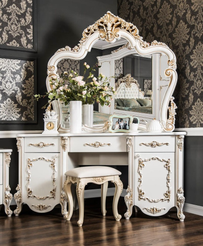 Зеркало "Флоренция" (1300х1200х50) белый перламутр глянец. Фото №2