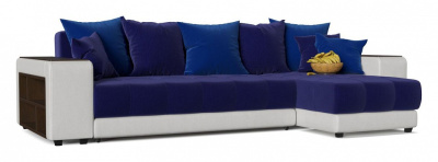 Диван угловой Дубай Simpl Еврокнижка Синий/Белый Синий велюр+экокожа правый. Фото №2