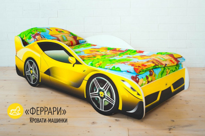 Кровать-машина Ferrari, желтый. Фото №4