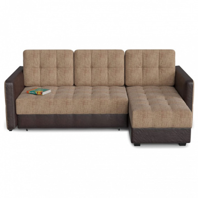 Диван угловой Лофт Коричневый еврокнижка (рогожка+экокожа, Коричневый) 225/90/160 правый. Фото №2