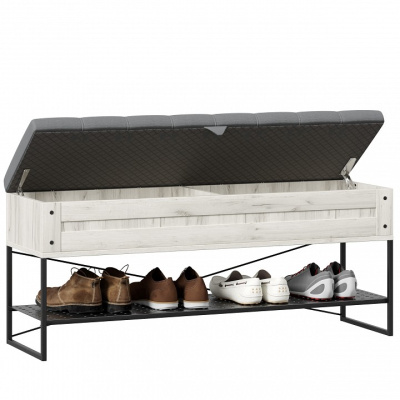 Скамья 1190 Сидней (Дуб Крафт белый/Серый). Фото №2