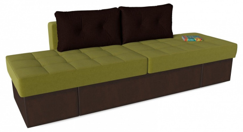 Диван прямой Оливер (Лира) еврокнижка трансформер Brown Green Зеленый велюр+экокожа. Фото №2